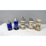 5 Bierhumpen Krüge Porzellan und Glas