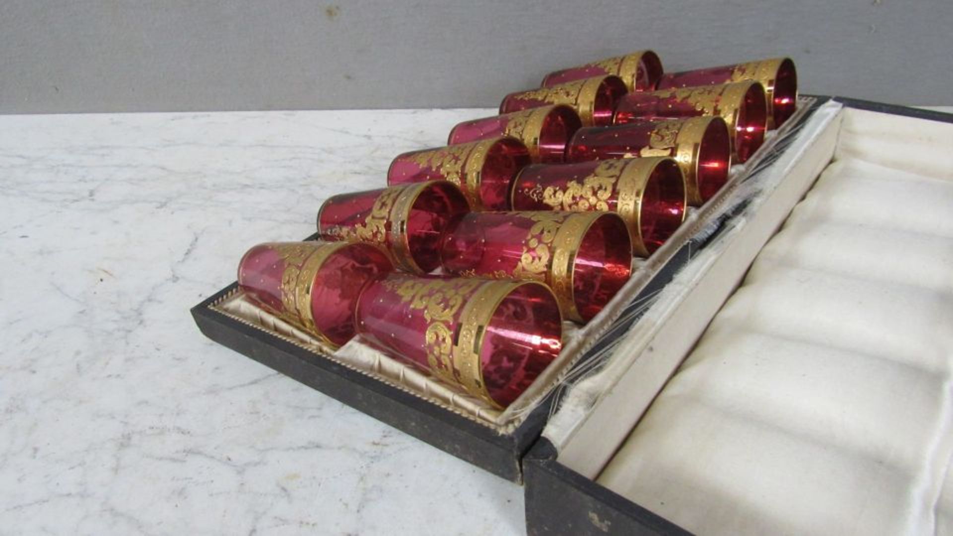 Glasset Rotglas mit Goldbemalung in - Bild 6 aus 7