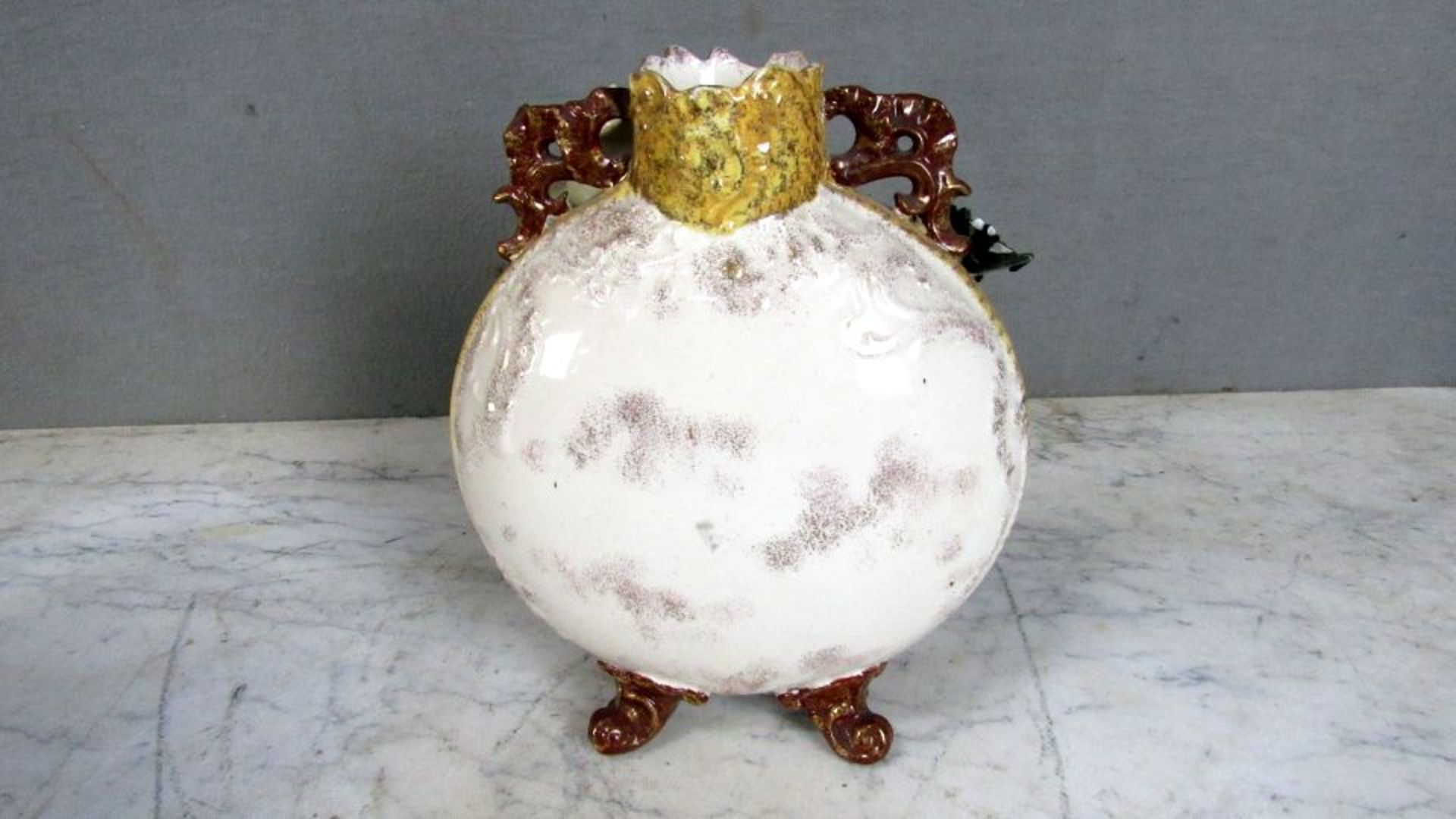 Prunkvase lasiert Blumendekor 26cm - Bild 6 aus 8