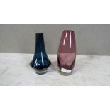 2 Designer Glasvasen Finnland ca.1960