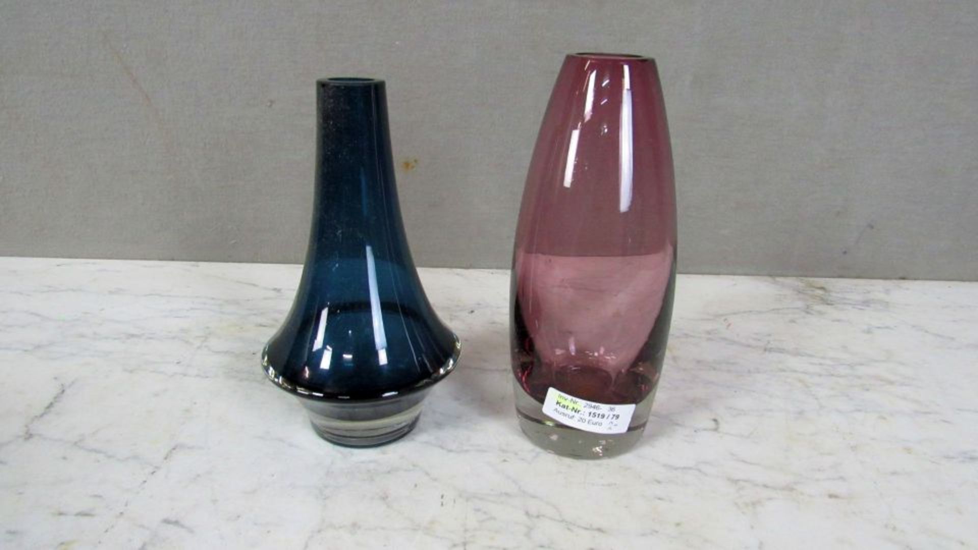 2 Designer Glasvasen Finnland ca.1960