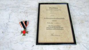 Urkunde und Orden KVK ohne Schwerter