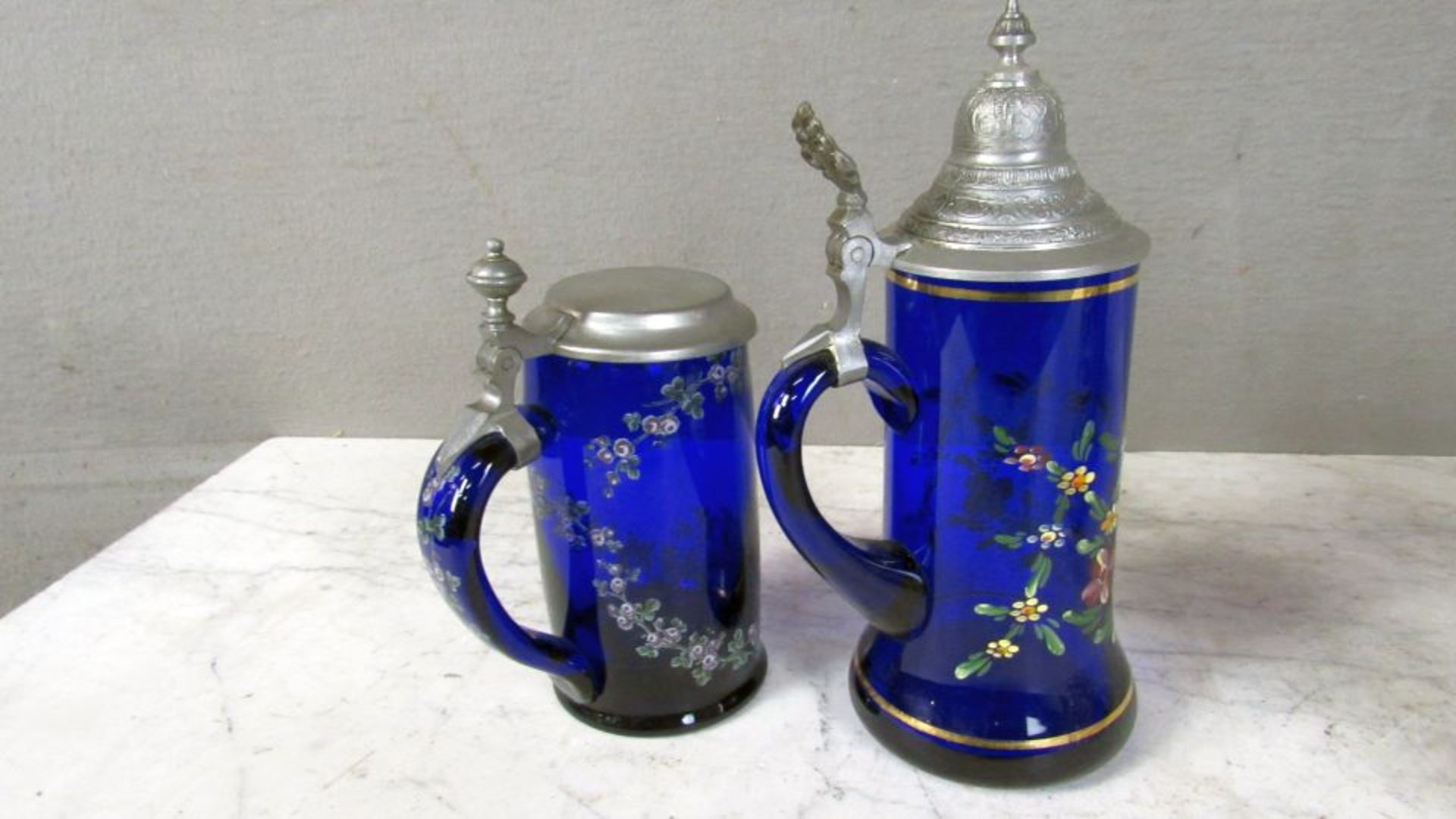 5 Bierhumpen Krüge Porzellan und Glas - Bild 7 aus 9