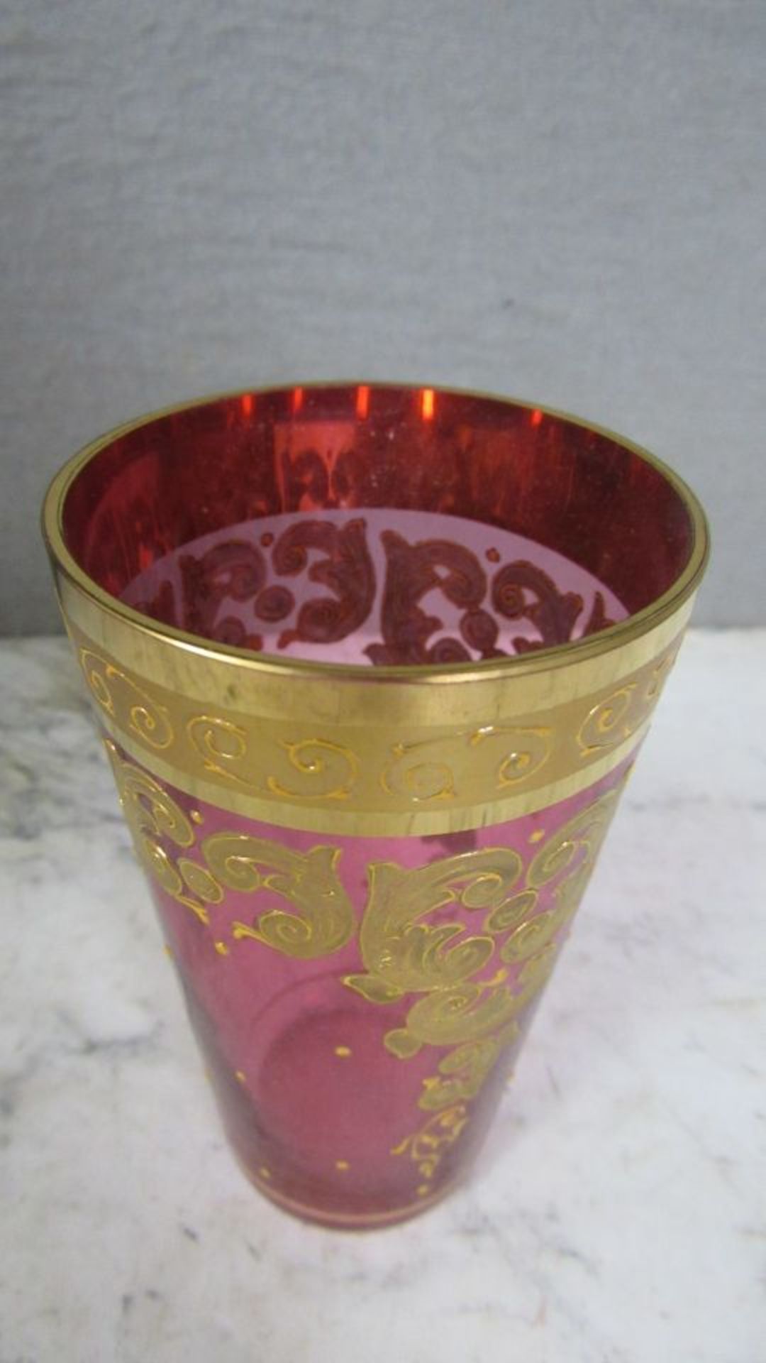 Glasset Rotglas mit Goldbemalung in - Bild 4 aus 7