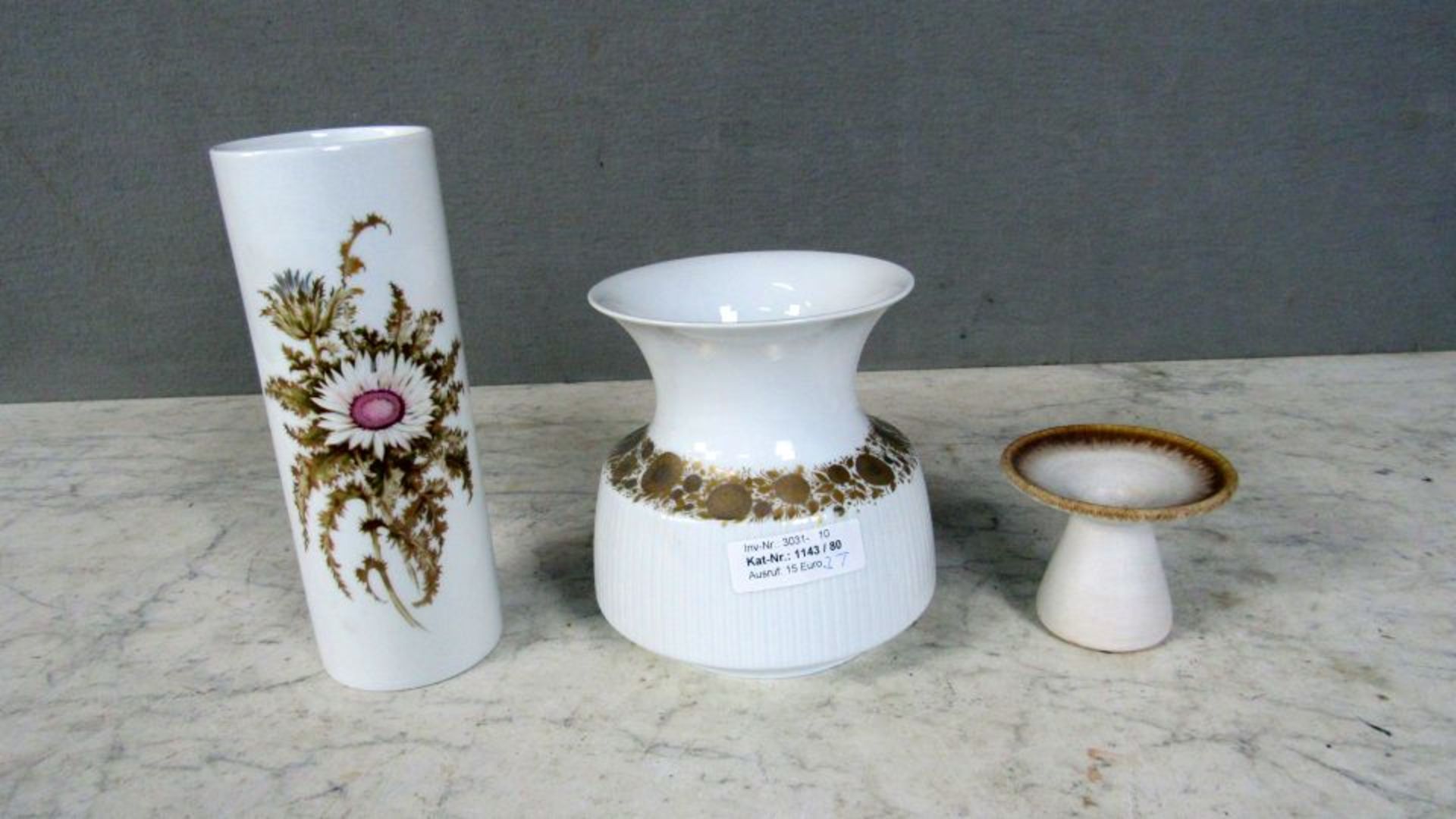 2 Rosenthal Vasen + 1 Kerzenhalter