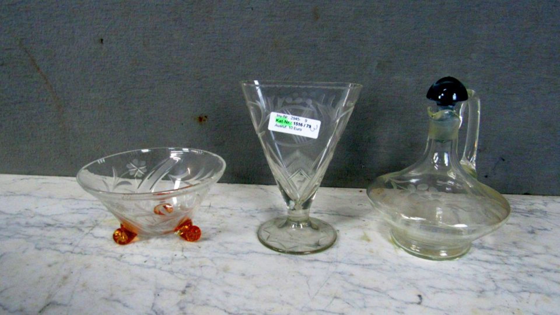 Drei Teile Art Deco Glas von