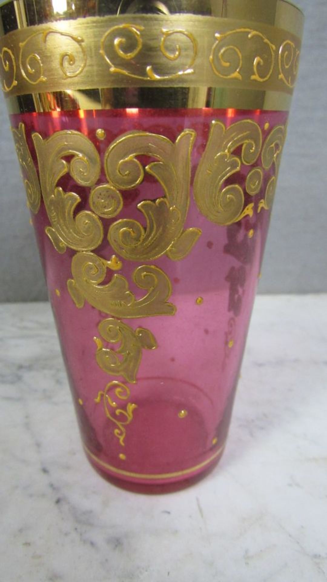 Glasset Rotglas mit Goldbemalung in - Bild 5 aus 7