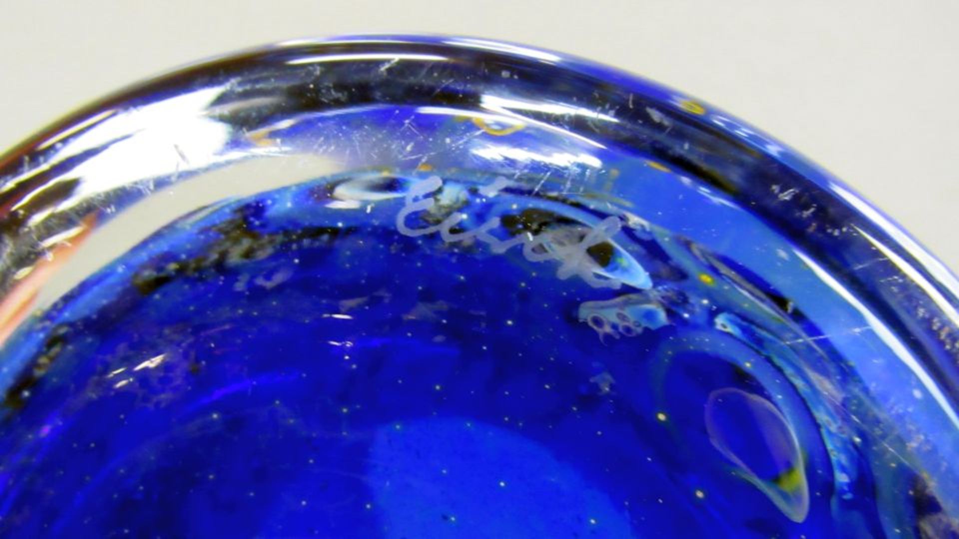 Große Glasvase Eisch Blauglas mit - Bild 6 aus 6