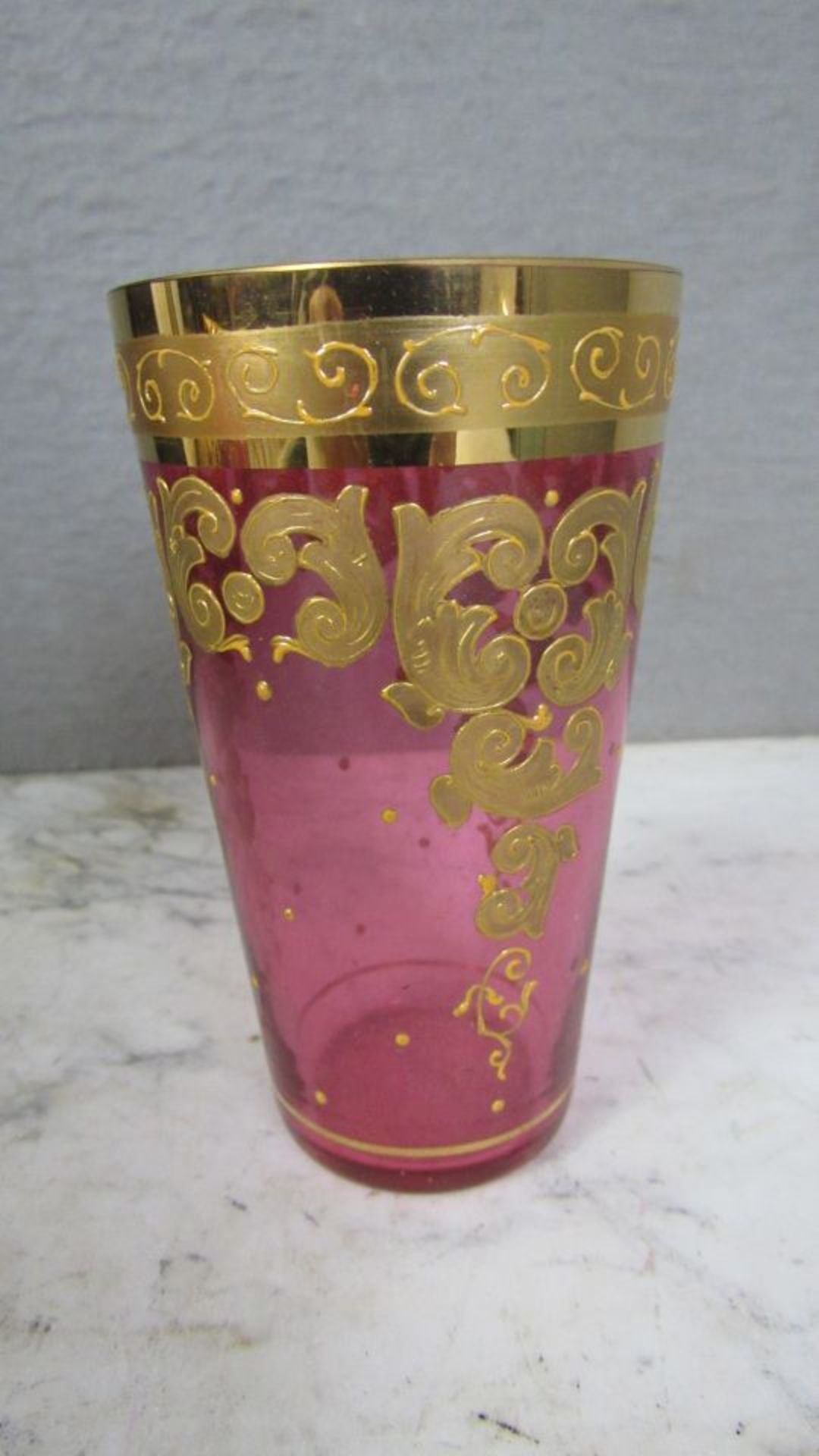Glasset Rotglas mit Goldbemalung in - Bild 3 aus 7
