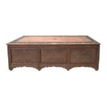 A KASHMIRI CARVED WALNUT WOODEN CHEST Indian subcontinent, Kashmir, dated 1913 AD
