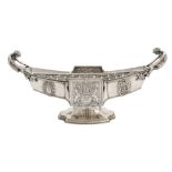 OMAR RAMSDEN: A MAGNIFICENT ARTS AND CRAFTS SILVER CENTREPIECE London 1934, engraved to the undersid