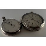 Watches - a Victorian silver chronograph pocket watch, white dial, Arabic and Roman numerals, centre