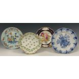 An 18th century Derby quatrefoil dish, painted with floral sprigs within leafy border, gilt rim,