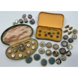 Buttons - a collection of enamel, silver fronted, photographic portrait and others inc four French