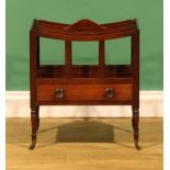 A 19th century mahogany four-section Canterbury, drawer to frieze, brass casters, 52cm high, 45.