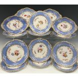 A 19th century Spode Felspar porcelain botanical dessert service, the centres hand painted with
