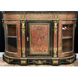 A 19th century Boulle and ebonised credenza or side cabinet, slightly oversailing top above a
