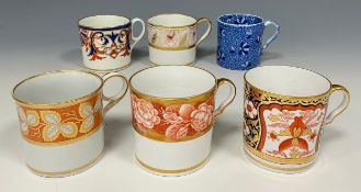 A Worcester Barr period coffee can, painted with a band of gilt leaves on an orange ground, 6cm, c.