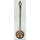 A 17th/18th century iron love token spoon, possibly Flemish or French, the handle with open love