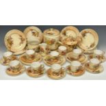 A Royal Worcester blush ivory tea service, comprising teapot, milk jug, cups, saucers and plates,