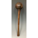 A Fijian 'I ula tavatava' throwing war club, the heavy hardwood body with bulbous terminal, slightly