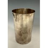 A George III silver tapered cylindrical beaker, quite plain, 10cm high, London 1792, 117g