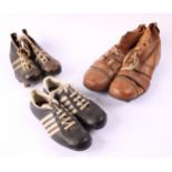 Sport - Footwear - a pair of 1930s leather football boots, 27cm long; child’s boots (3)