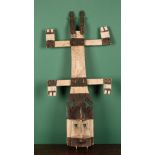 Tribal Art - a Dogon Kanaga mask, typical two-tiered superstructure, angular features with central