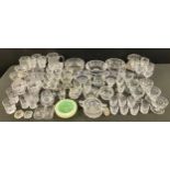Glassware - cut glass, including wine glasses, tumblers, sundae dishes, jugs, bowls, etc, sets and