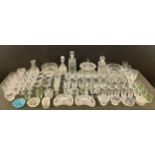 Glassware - a set of six Belgian Val Saint Lambert cut glass crescent shaped dishes, 19.5cm wide,