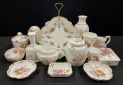 Royal Crown Derby - Royal Antoinette pattern acorn handle square dish, first quality, printed marks,