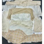 Linen & Lace - a large collection of early 20th century and later table cloths, tester curtains, etc