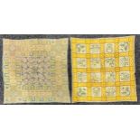 Mid Century Design - Textiles - two 1970’s table cloths including a ‘City Squares’ pattern example