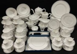 A Royal Worcester Silver Jubilee pattern comprehensive tea, coffee and dinner service, including,