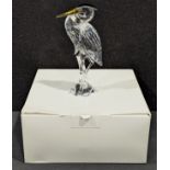 Swarovski Crystal - a Figure ' Heron ' with yellow beak and black plume accents, Num 7670 Nr 000