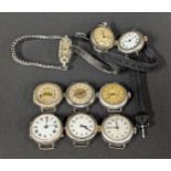 A quantity of 925 silver wristwatches to include Novoris, wristlet types, marcasite cocktail