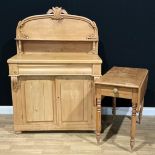 A Victorian pine chiffonier, 152cm high, 107cm wide, 51cm deep; a Victorian pine farmhouse