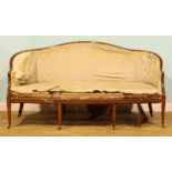 A French Hepplewhite Revival satinwood sofa, in the Sheraton taste, 97cm high, 184cm wide, the