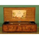 A 19th century Swiss mahogany crossbanded music box, in the manner of Paillard of St Croix, the