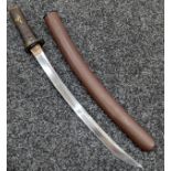 Japanese civilian type Wakizashi, the 38cm blade possibly transfered from a naginata, unsigned,