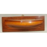 Maritime Interest - an early 20th century boat builder's half block hull model, rectangular mount,