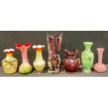 A Murano multicoloured glass Sommerso spiral vase with flared rim 28cm high c.1970; other decorative