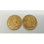 An Edward VII and George V half sovereign, dated 1910 and 1913, 8g gross