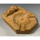 Robert Thompson, Mouseman, an oak ashtray, with carved mouse to one side, 10.5cm x 7.5cm