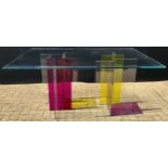 Modern design - A Diapo 2 modernist all-glass dining table, designed by René Bouchara