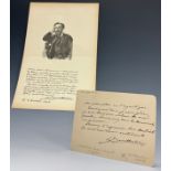 Frédéric Auguste Bartholdi (1834-1904) An autograph signed letter to an unnamed recipient.