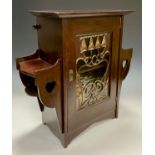 An Arts and Crafts, Shapland and Petter Mahogany Smoker’s Cabinet, the over-sailing top above a