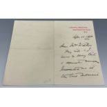 Sir Henry Irving (1838 – 1905) An autograph, signed letter, dated 25 April, 1900