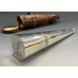 A 19th century Scottish silver conical hunting liquor flask, screw cup bottom engraved in Latin -