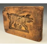 Treen & Kitchenalia - a late 18th/ early 19th century sycamore pastry mould, carved with a pig above